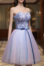 Cute Pink and Blue Homecoming Dress, Tulle Short Prom Dress