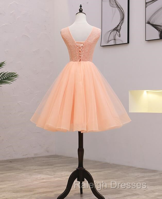 Cute Pink Flowers And Lace Applique Round Neckline Party Dress, Pink Homecoming Dress