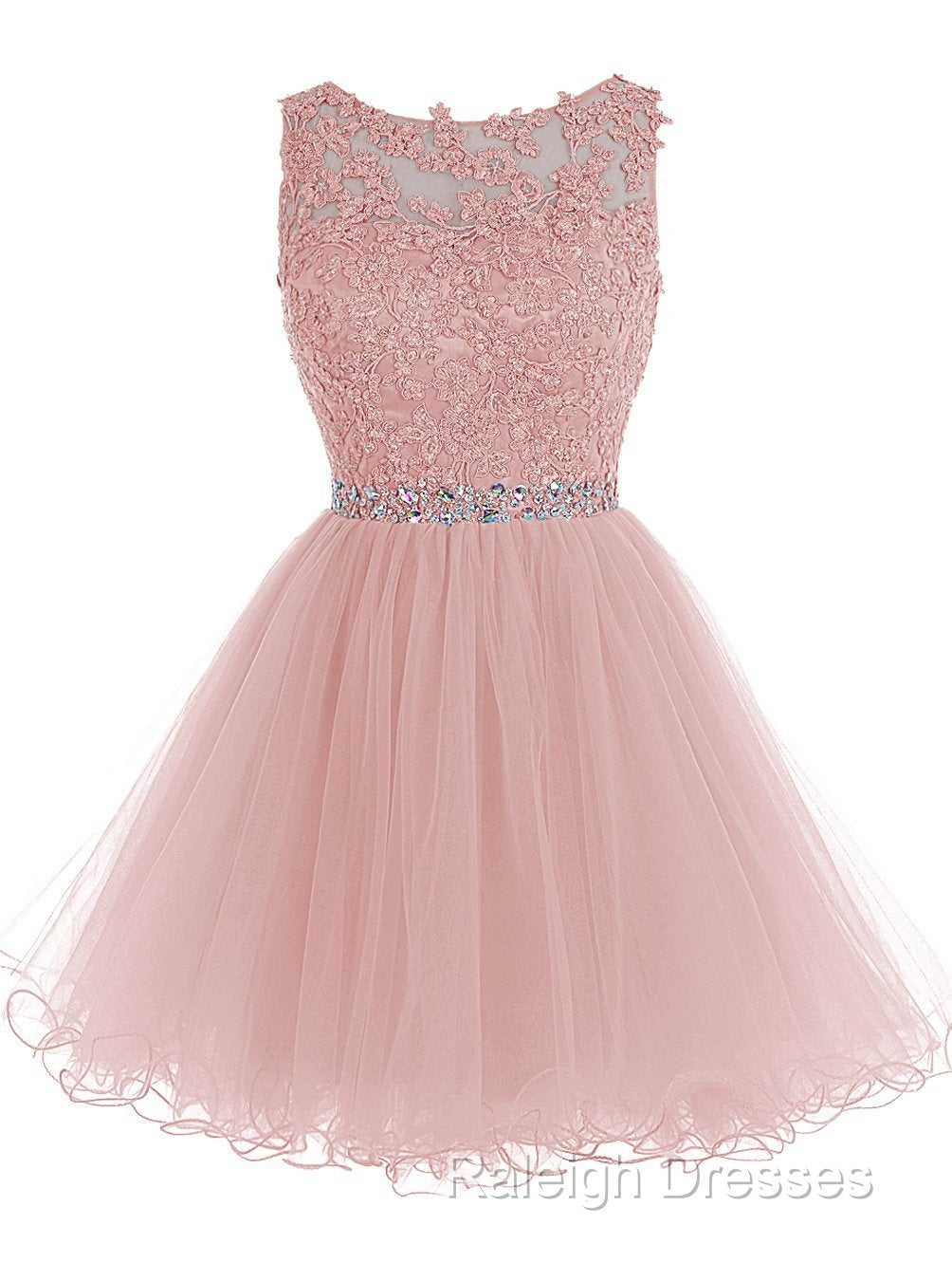 Cute Pink Handmade Tulle Beaded Party Dress, Pink Homecoming Dress Secondary image