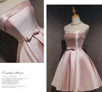 Cute Pink Satin Scoop Knee Length Short Prom Dresses Homecoming Dresses Pink Prom Dress