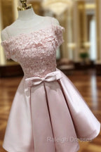 Cute Pink Satin Short Prom Dresses Lovely Prom Dresses