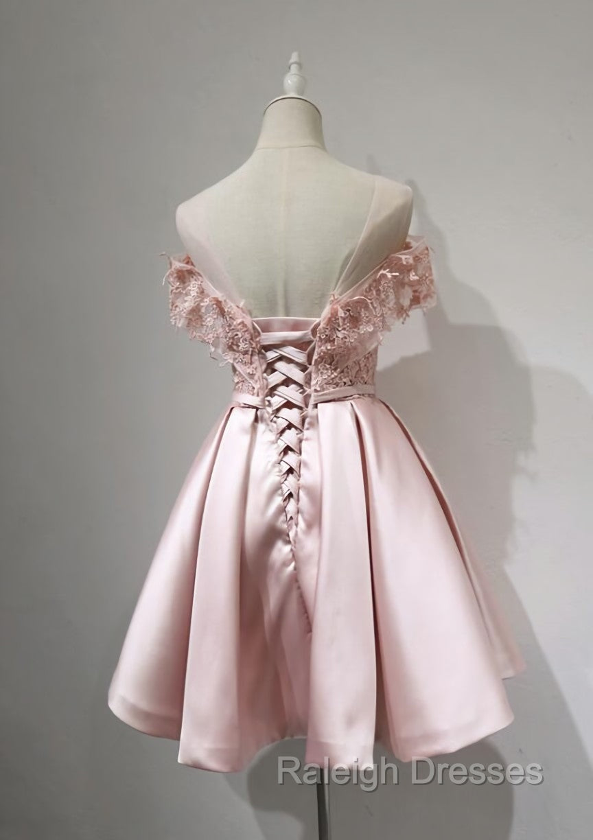 Cute Pink Satin Short Prom Dresses Lovely Prom Dresses