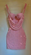 Cute Pink Suspender Hollow Beaded Hip-Hugging 17Th Birthday Homecoming Dress