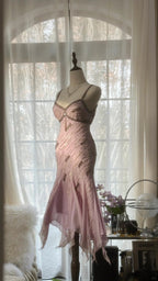 Cute Purple Strap Beaded Chiffon Mermaid Short Formal Prom Dress