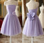 Cute Purple Strapless Pleat Short Homecoming Dresses Wedding Prom Dresses