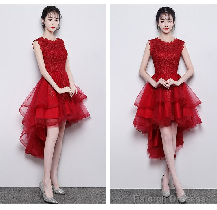 Cute Red High Low Dress, Red Party Dress , Homecoming Dress