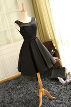 Cute Red Satin Round Neckline Party Dresses, Satin Homecoming Dresses, Short Prom Dress