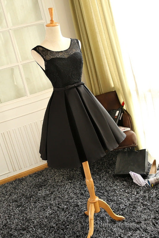 Cute Red Satin Round Neckline Prom Dress Satin Homecoming Dress Short Prom Dresses