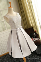 Cute Red Satin Round Neckline Prom Dress Satin Homecoming Dress Short Prom Dresses