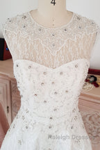 Cute round neck tulle lace short prom Dresses lace bridesmaid Dresses