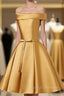 Cute Satin Knee Length Off Shoulder Homecoming Dress, Prom Dress