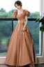 Cute Satin Long Prom Dresses, A-Line Evening Dresses