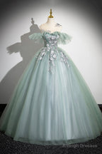 Cute Scoop Neckline Tulle Prom Dresses Long With Lace A-Line Off The Shoulder Prom Dresses
