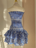 Cute Sheath Strapless Royal Blue Lace Vacation Dresses Short Birthday Dress