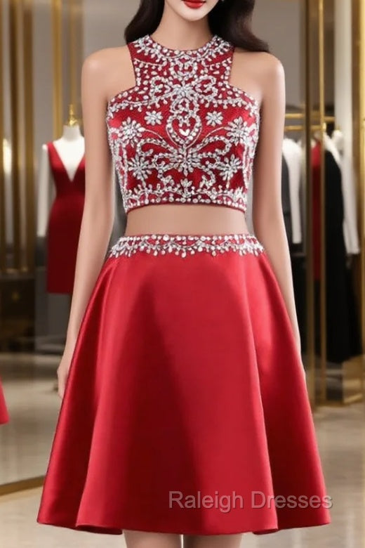 Cute Short 2 Piece Red Evening Dress Graduation Dresses Party Dresses Main image