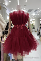 Cute Short Blue Tulle Prom Dresses With Bow Lovely Prom Dress Homecoming Dresses