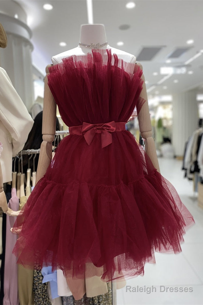 Cute Short Blue Tulle Prom Dresses With Bow Lovely Prom Dress Homecoming Dresses