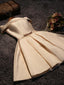 Cute Short Champagne Satin Prom Dresses Off Shoulder Prom Dresses