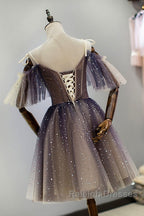 Cute Short Gradient Tulle Straps Homecoming Dresses Short Prom Dresss