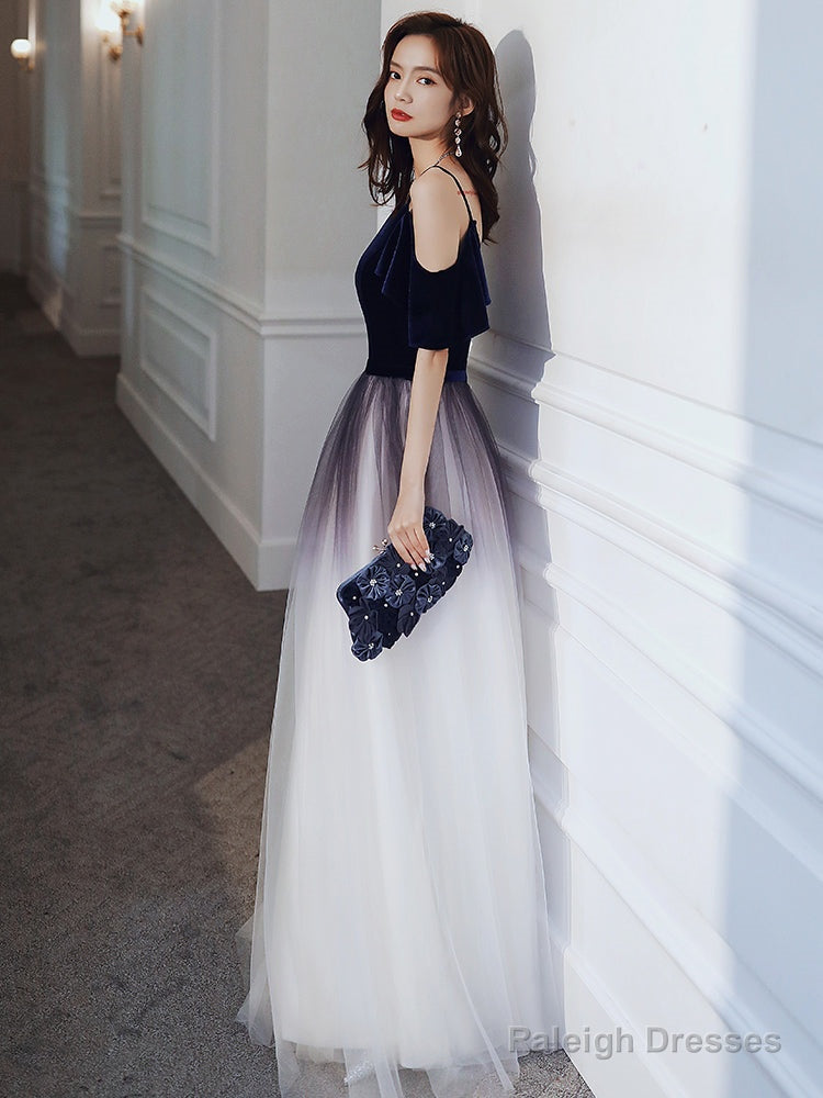 Cute Simple V-Neckline Long Party Dresses, A-Line Gradient Floor Length Bridesmaid Dresses