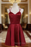 Cute Straps Dark Red Mini Prom Dresses Dark Red Short Homecoming Dresses
