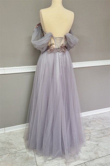 Off The Shoulder Tulle Applique Prom Dresses Long Fairy Prom Dresses