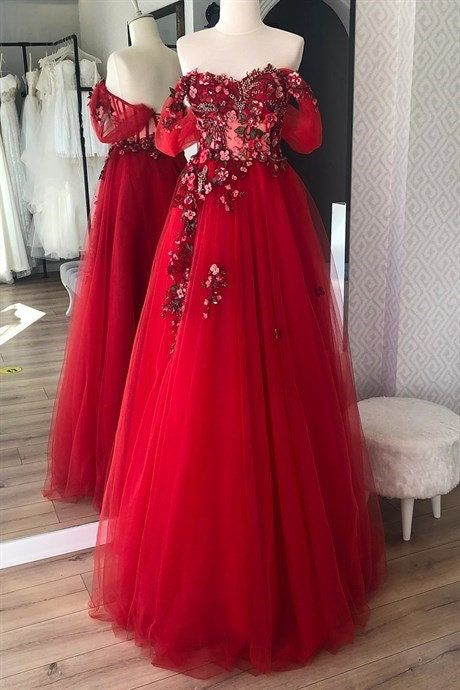 Off The Shoulder Tulle Applique Prom Dresses Long Fairy Prom Dresses