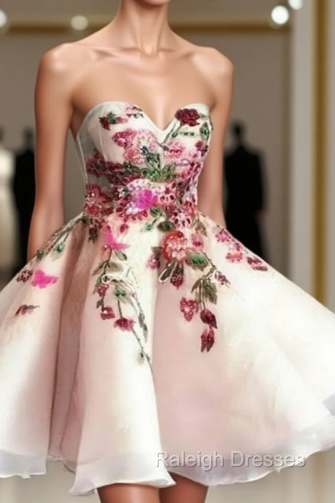 Cute Sweetheart Applique Short Prom Dress, Cute Homecoming Dress Main image