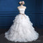 Cute Sweetheart Strapless Lace Up Back Chiffon Ruffles Satin Sash  Ball Gown Wedding Dress,