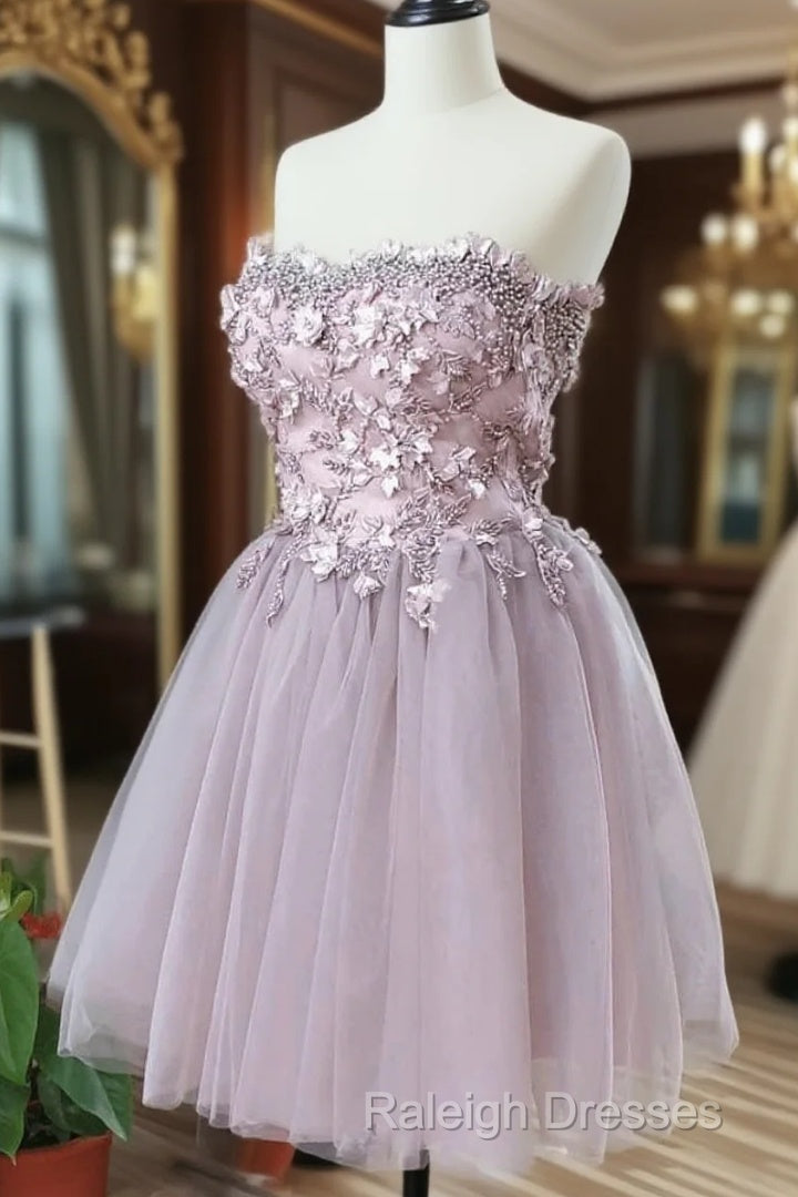 Cute Sweetheart Tulle Lace Beads Short Prom Dresses Homecoming Dresses Main image