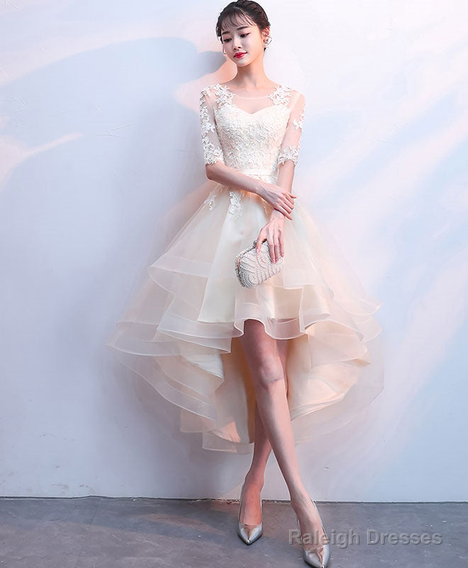 Cute Tulle Champagne Short Prom Dress, Tulle Homecoming Dress Secondary image