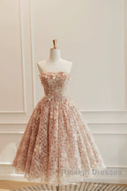 Cute Tulle Flower Short Prom Dress, Beautiful Off The Shoulder A-Line Evening Party Dress
