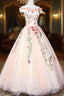 Cute Tulle Lace Long Formal Dress, A-Line Off Shoulder Party Dress