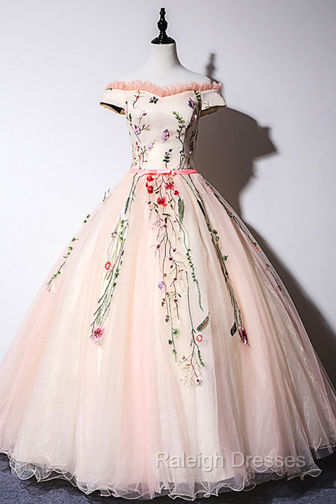 Cute Tulle Lace Long Formal Dress, A-Line Off Shoulder Party Dress Main image