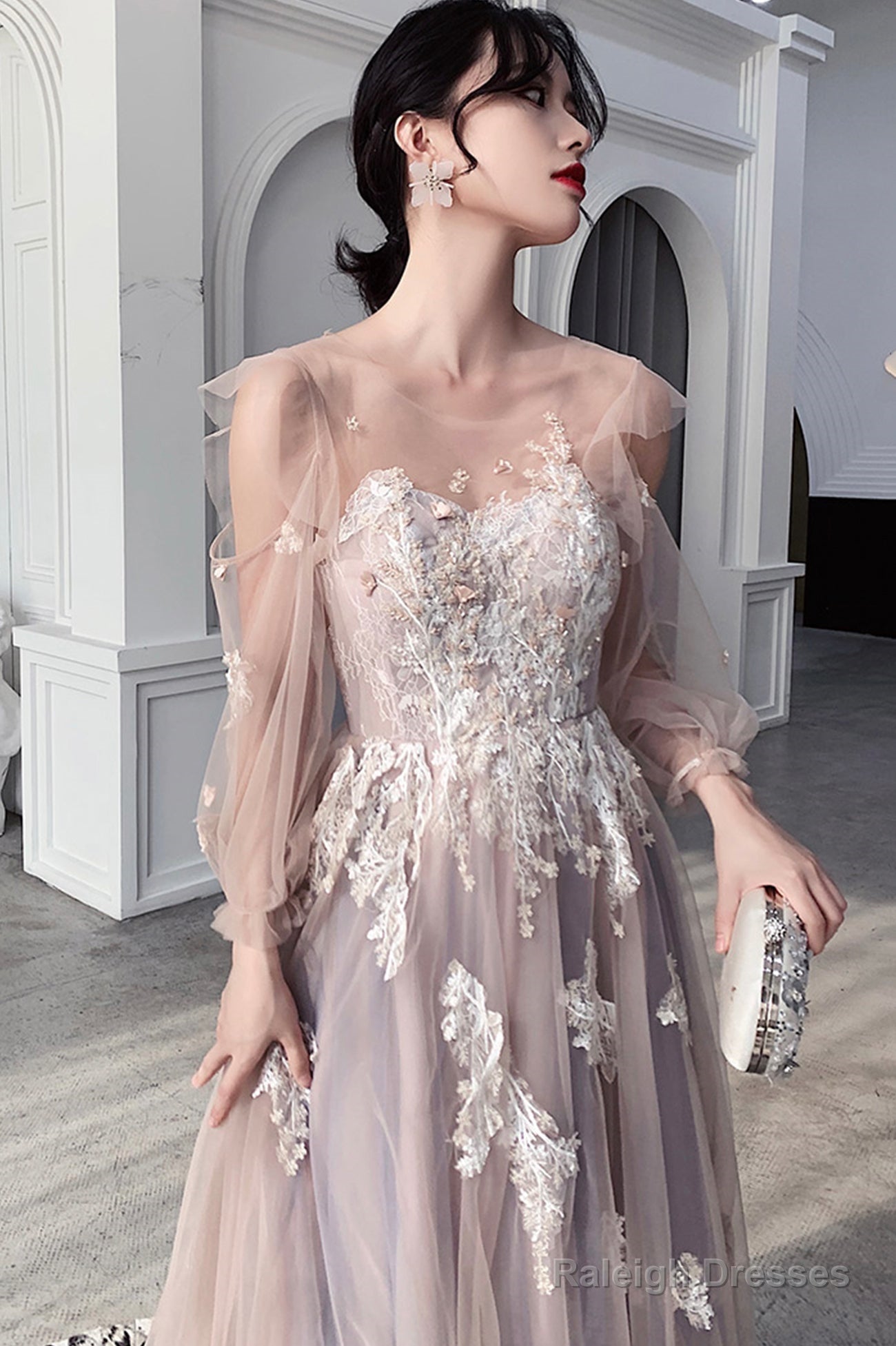 Cute Tulle Lace Long Prom Dress A-Line Prom Dress Secondary image