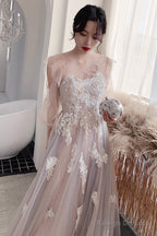Cute Tulle Lace Long Prom Dress A-Line Prom Dress