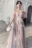 Cute Tulle Lace Long Prom Dresses, A-Line Evening Dresses