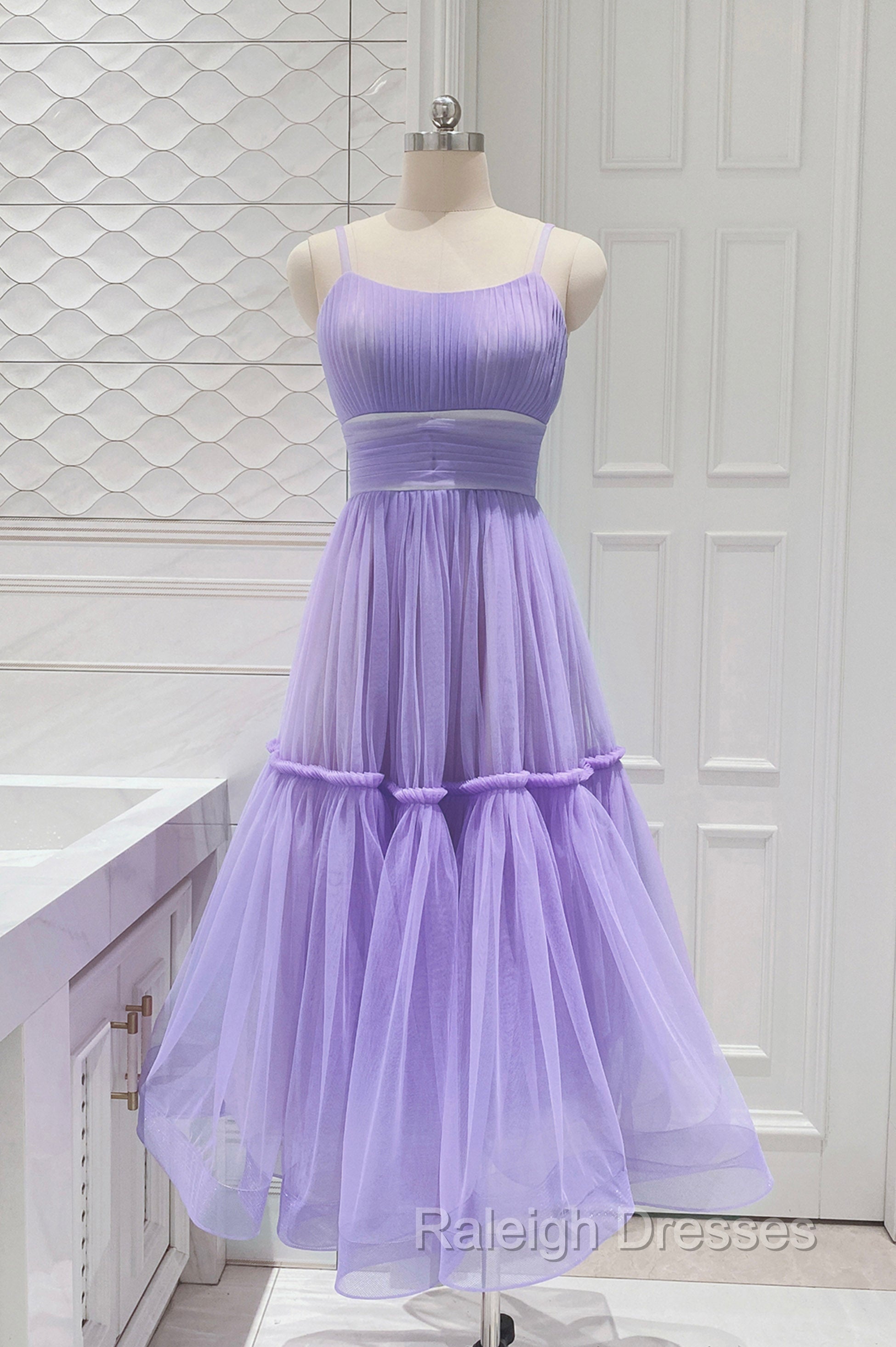 Cute Tulle Scoop Spaghetti Straps Homecoming Dress, Short Prom Dress Main image