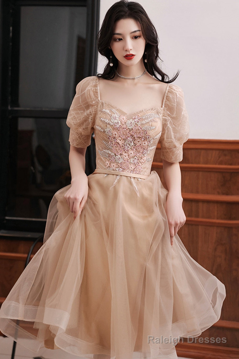 Cute Tulle Short A Line Homecoming Dress Main image