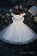 Cute Tulle Short A Line Prom Dress, Off the Shoulder Homecoming Prom Dress