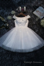 Cute Tulle Short A-Line Prom Dress, Off the Shoulder Homecoming Party Dress