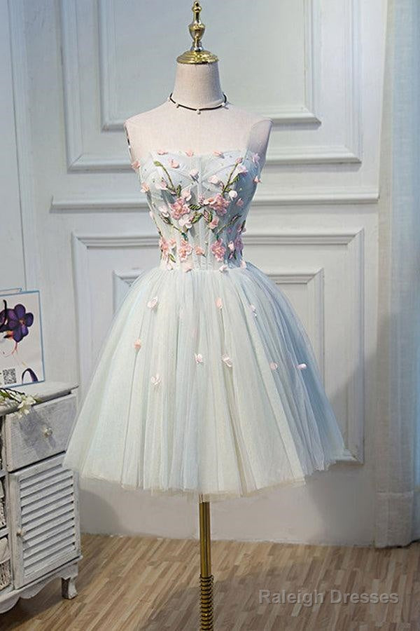 Cute Tulle Short Lace Applique Short Prom Dress Tulle Homecoming Dress Main image
