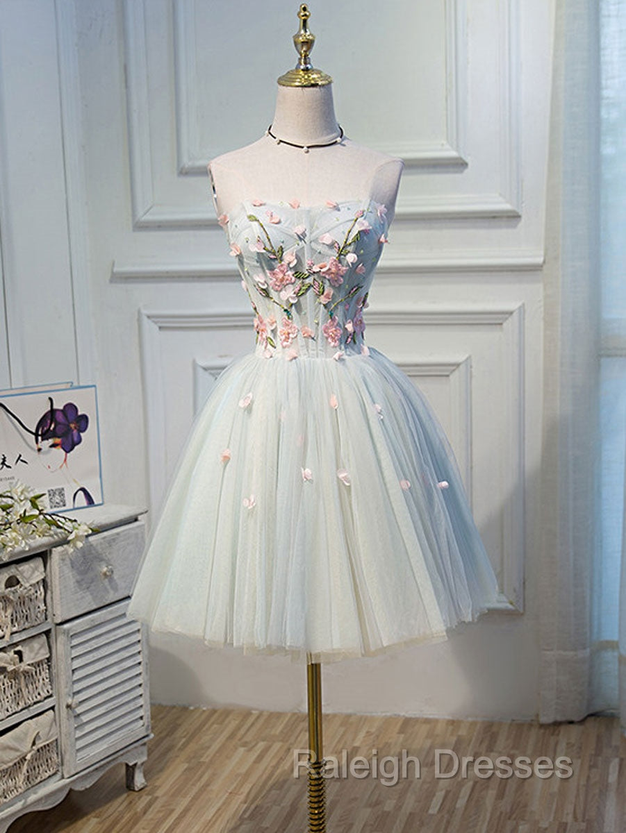 Cute Tulle Short Lace Applique Short Prom Dress, Tulle Puffy Homecoming Dress Secondary image