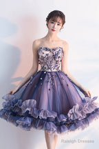 Cute Tulle Short Prom Dress, A-Line Strapless Homecoming Party Dress