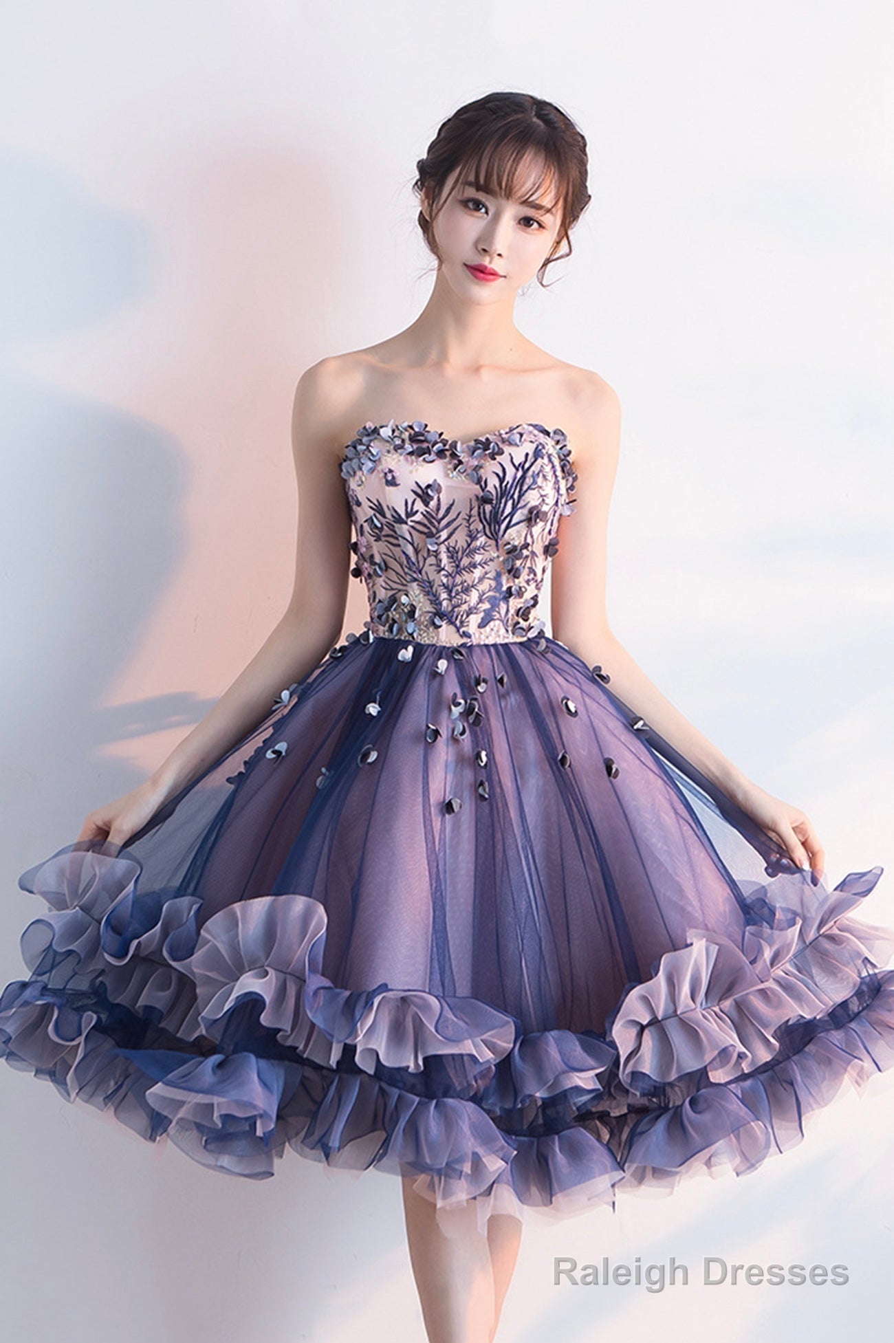 Cute Tulle Short Prom Dress, A-Line Strapless Homecoming Party Dress