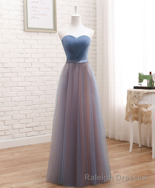 Cute Tulle Sweetheart Neck Prom Dress, Gray Blue Long Formal Dress Secondary image