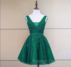 Cute Tulle V-neckline Beaded Short Prom Dress, Homecoming Dresses 2026