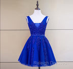 Cute Tulle V-neckline Beaded Short Prom Dress, Homecoming Dresses 2026