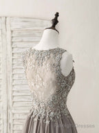Cute V Neck Lace Chiffon Gray Short Prom Dress Gray Homecoming Dress