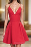 Cute V Neck Red Short Prom Dress, Red Homecoming Dress
